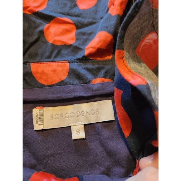 Borgo De Nor Florence Dress Red and Blue Polka Dot Long Maxi Sz UK8 US 4 - Picture 5 of 7